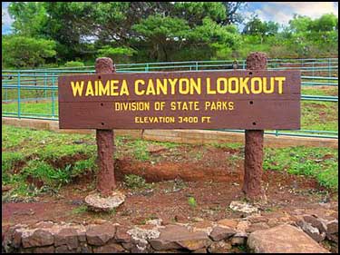 Waimea Canyon Lookout Sign